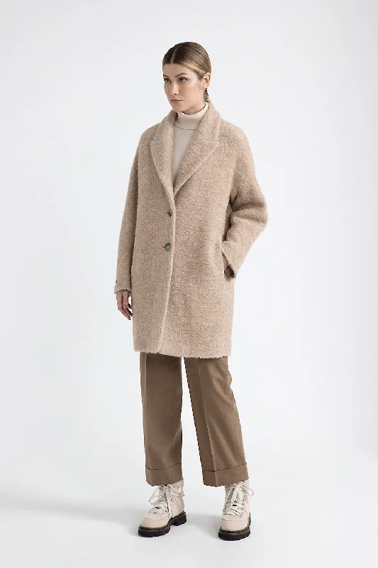 Bouclé wool and alpaca coat Plush Faux Fur Bolero