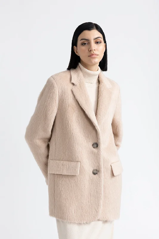 Long haired alpaca and wool coat Relaxed Fit Blazer