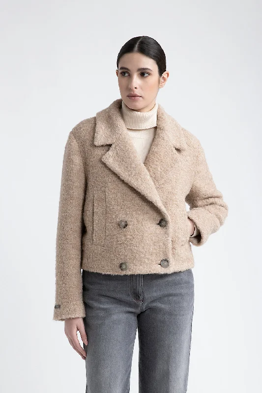 Wool and alpaca cropped coat Insulated Snow Jacket