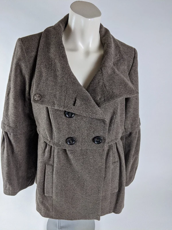 Ann Taylor Loft Women's Pea Coat Size 12 Hooded Raincoat Women