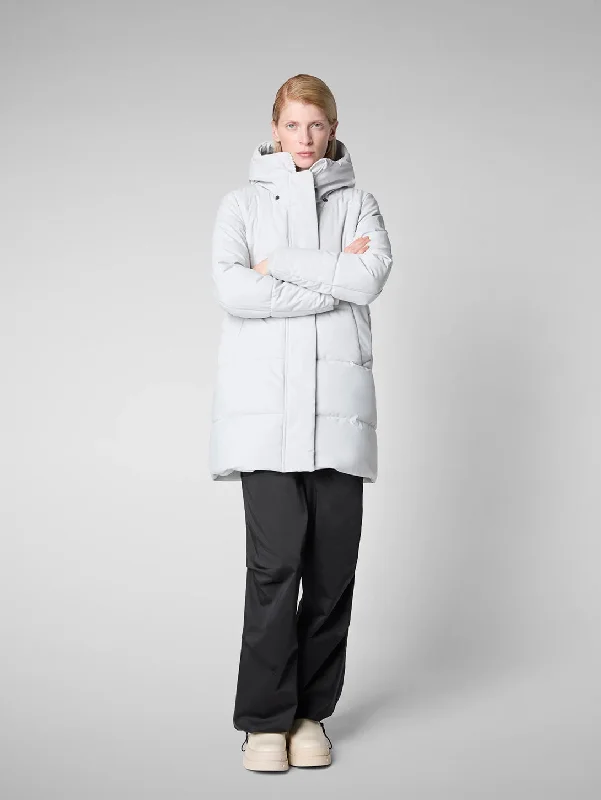 Bethany Hooded Coat - Fog Grey Drape Front Waterfall Coat