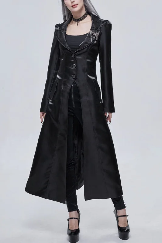 Black Gothic Lace-Up Lapel Skull Brooch Delicate Button Women's Coat Fitted Faux Suede Blazer Black Gothic Lace-Up Lapel Skull Brooch Delicate Button Women's Coat Fitted Faux Suede Blazer