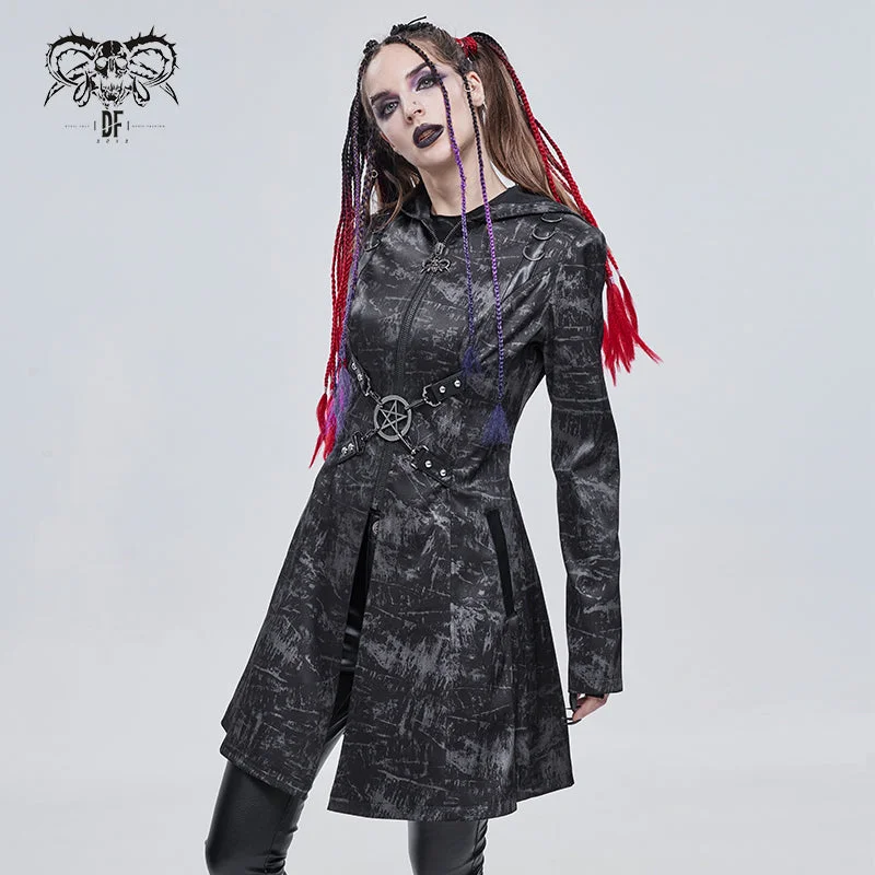 CT186 glued classic style punk women coat Drape Front Waterfall Coat