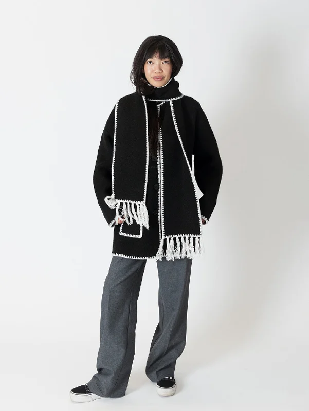 Delaney Whip Stitch Coat - Short Black Lightweight Utility Jacket