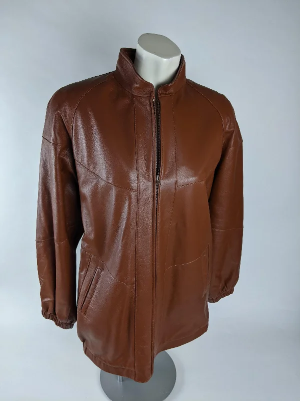 DERO by Rocco D'Amelio Women's Leather Coat Size L Minimalist Wool Duster