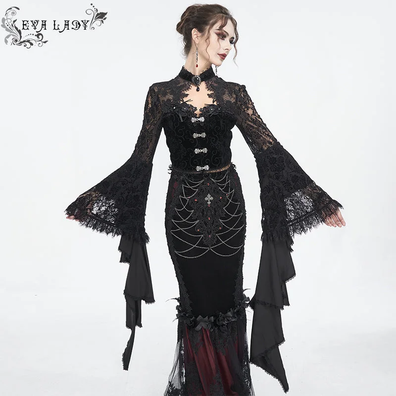 ECT014 Gothic women's one-piece long-sleeved short coat Trendy Puffer Vest