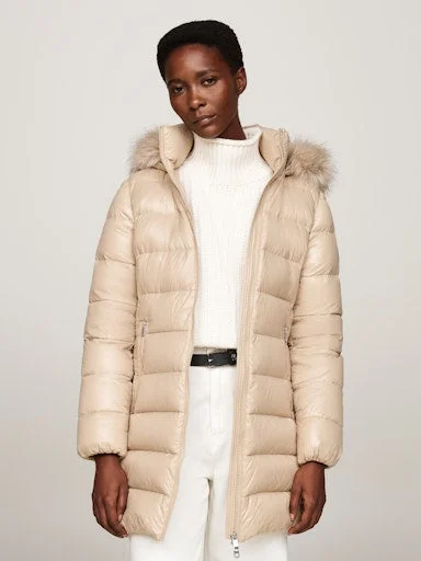 Down Filled Glossy Hooded Puffer Coat Puffy Insulated Vest