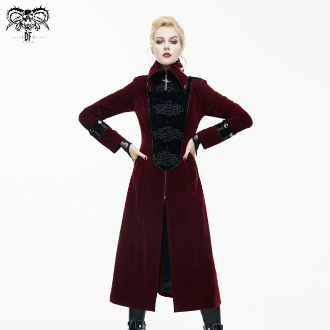 CT06102 black and red patchwork winter velveteen women long coats Plaid Checkered Coat CT06102 black and red patchwork winter velveteen women long coats Plaid Checkered Coat