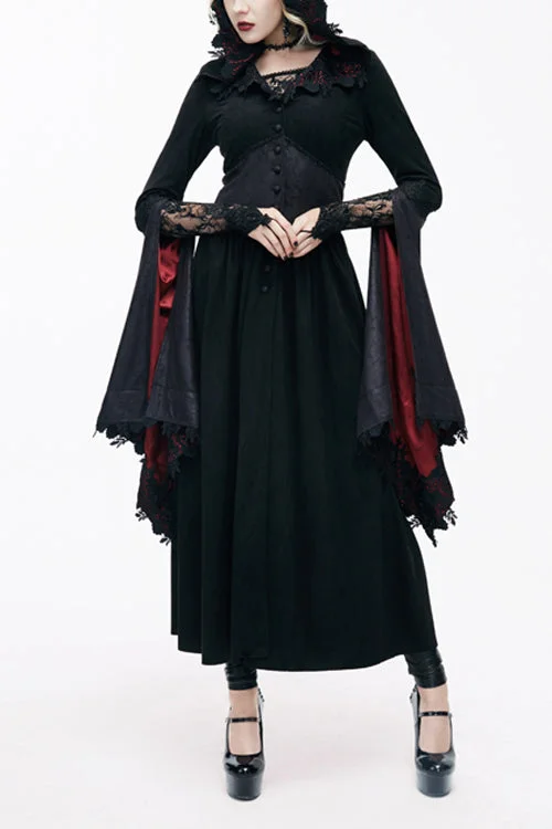 Gothic Black Pointed Hat Velveteen Floral Tunic Womens Coats Flowy Lightweight Kimono Gothic Black Pointed Hat Velveteen Floral Tunic Womens Coats Flowy Lightweight Kimono