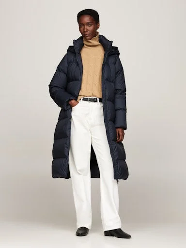 Water Repellent Down Longline Coat Double-Breasted Trench