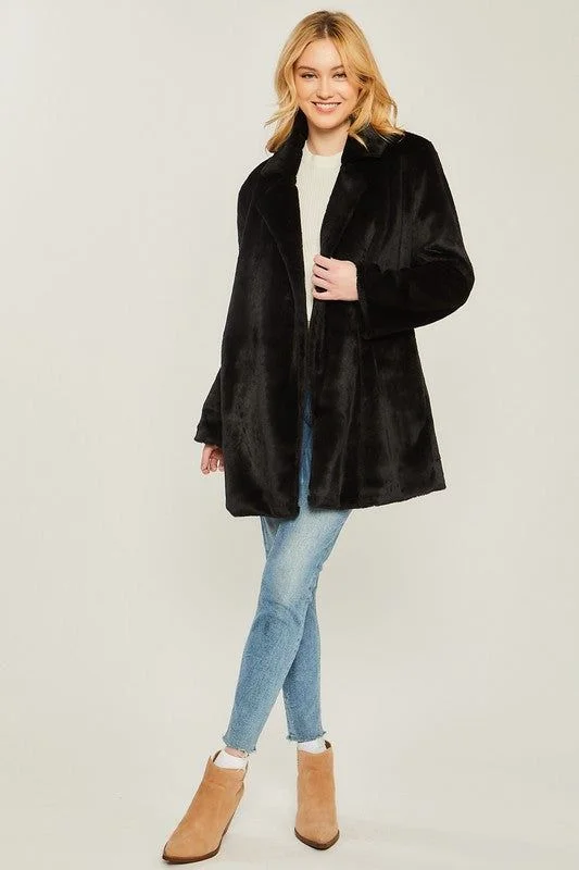Love Tree Woven Solid Teddy Collar Coat Oversized Teddy Coat