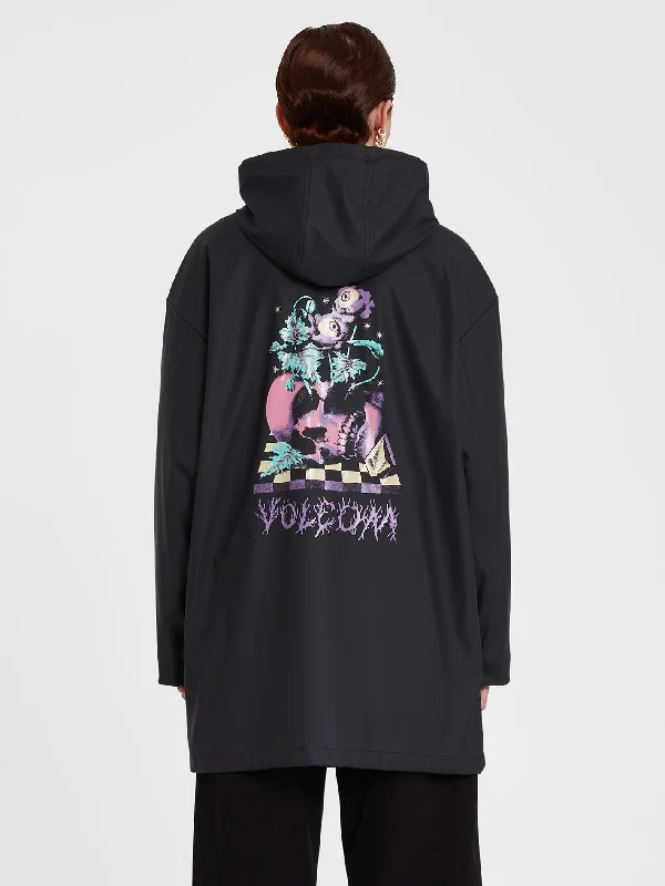 Max Loeffler Rain Coat - BLACK Draped Longline Jacket