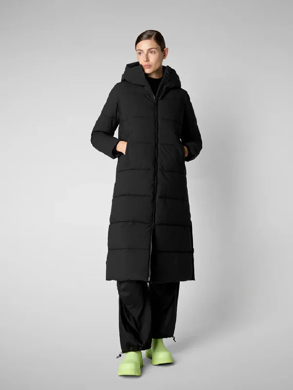Missy Long Coat - Black Fleece Lined Windbreaker