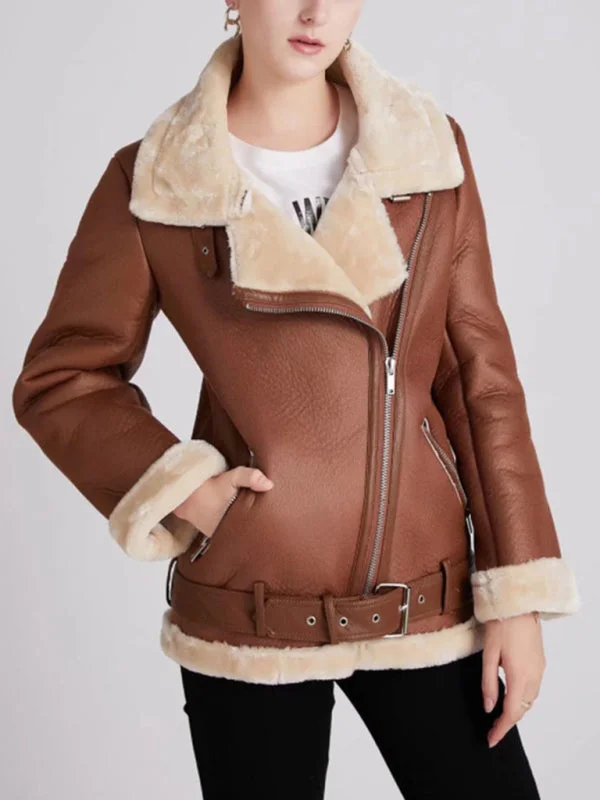 New women's street fashion motorcycle style fur coat Fashionable Blazer Coat