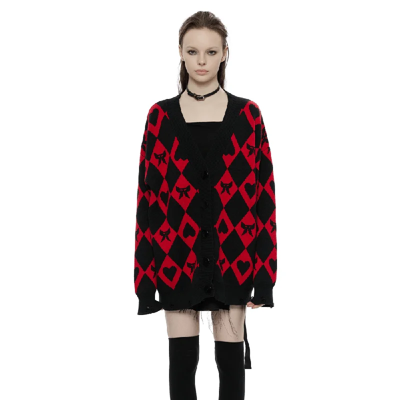 Original Diamond Weave Pattern Knit Coat With Buttons Softshell Outdoor Jacket