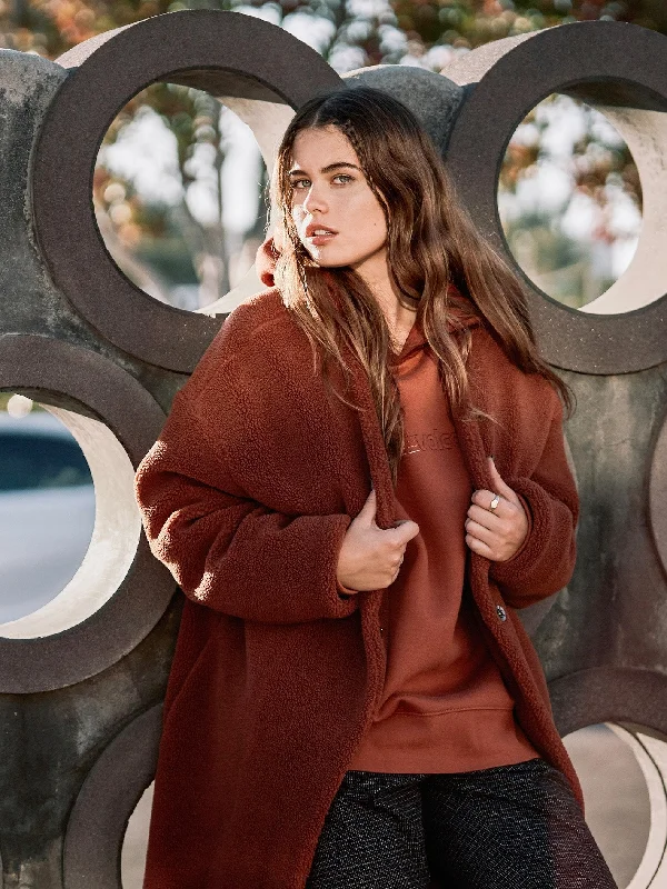 Pho Fur Coat - BRICK Oversized Teddy Coat