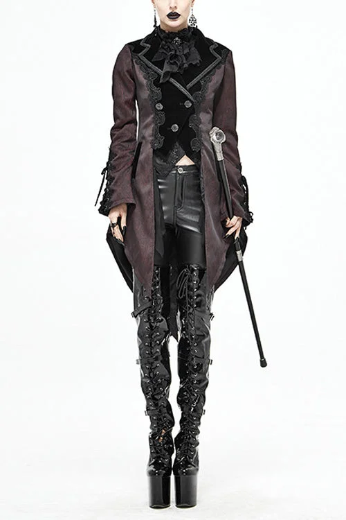 Red And Black Wavy Stripes Jacquard Long Fake Two Pieces Womens Gothic Coat Recycled Down Jacket Red And Black Wavy Stripes Jacquard Long Fake Two Pieces Womens Gothic Coat Recycled Down Jacket