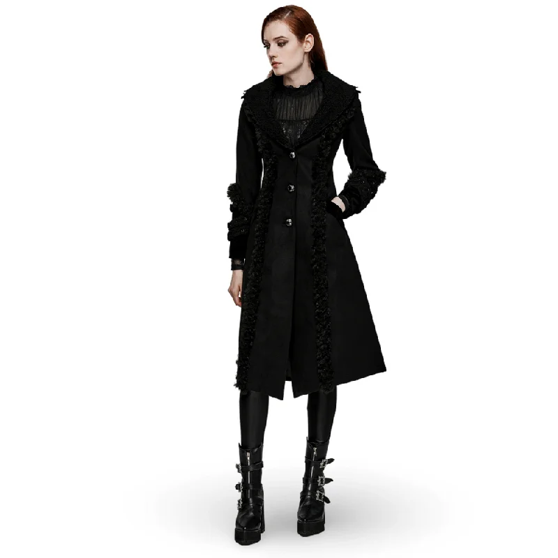 Stylish Engraved Button Gothic Plush-Striped Coat Sleeveless Puffer Vest