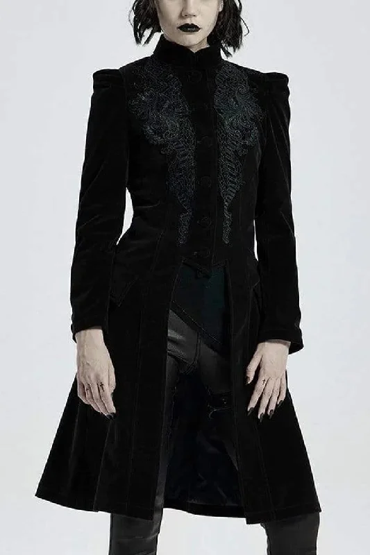 Victorian Stand Collar Long Sleeves Floral Womens Gothic Coat 2 Colors Puff Shoulder Coat Victorian Stand Collar Long Sleeves Floral Womens Gothic Coat 2 Colors Puff Shoulder Coat