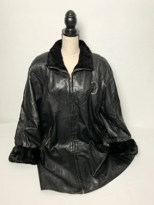 Vintage Marshall Fields Woman’s leather mink coat Casual Open-Front Coat