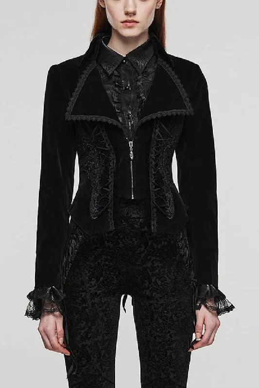 Women's Large Lapel Collar Long Sleeves Slim Tuxedo Gothic Coat 2 Colors Vintage Suede Jacket Women's Large Lapel Collar Long Sleeves Slim Tuxedo Gothic Coat 2 Colors Vintage Suede Jacket