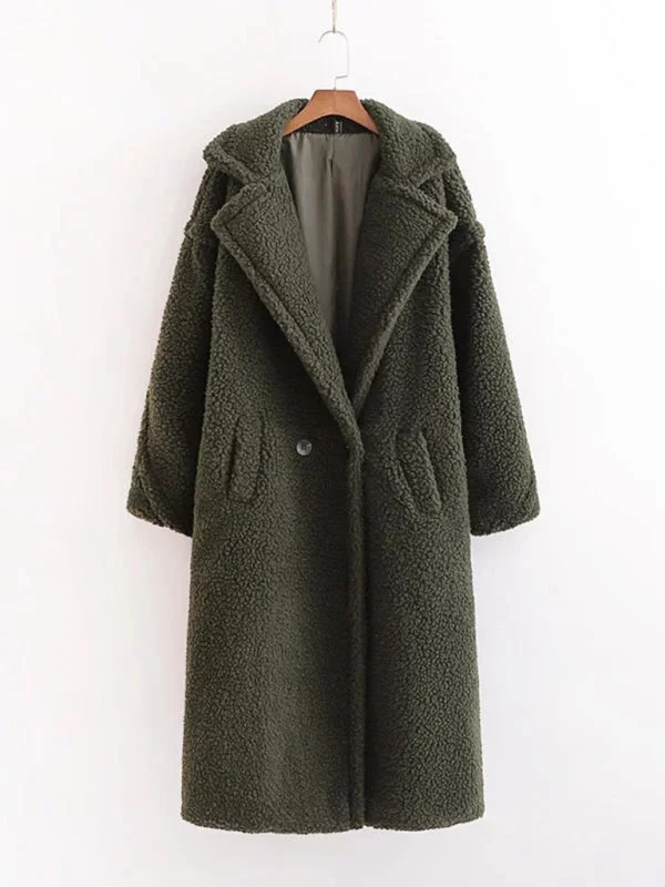 Women's warm loose lambswool coat teddy fur lapel long woolen coat Lightweight Windbreaker Women's warm loose lambswool coat teddy fur lapel long woolen coat Lightweight Windbreaker