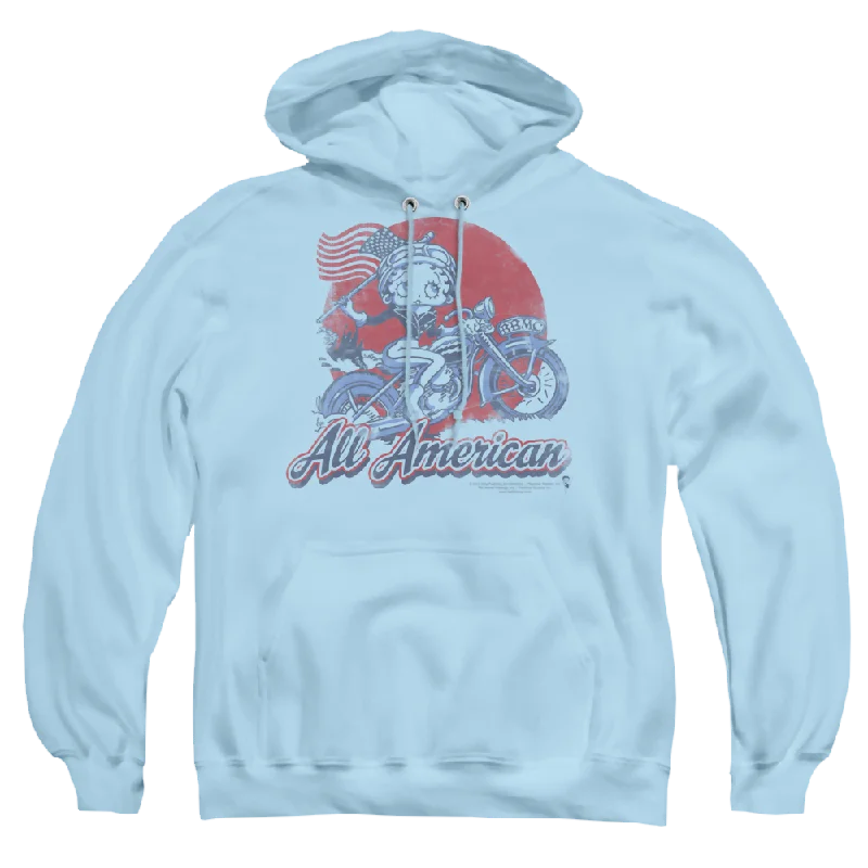 Betty Boop All American Biker - Pullover Hoodie Scalloped Neck Pullover