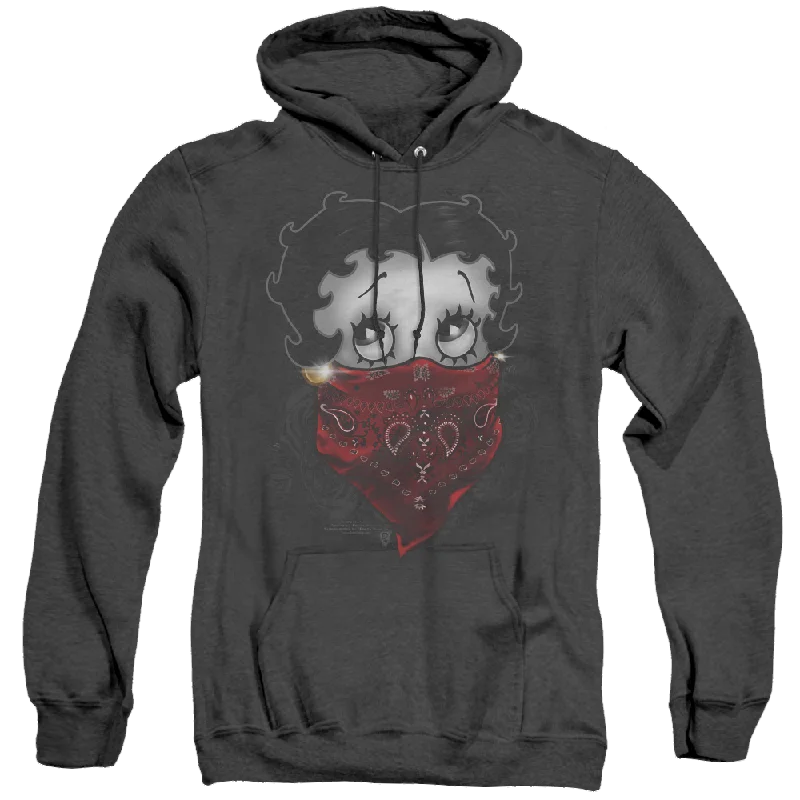 Betty Boop Bandana & Roses - Heather Pullover Hoodie Deep Neck Pullover