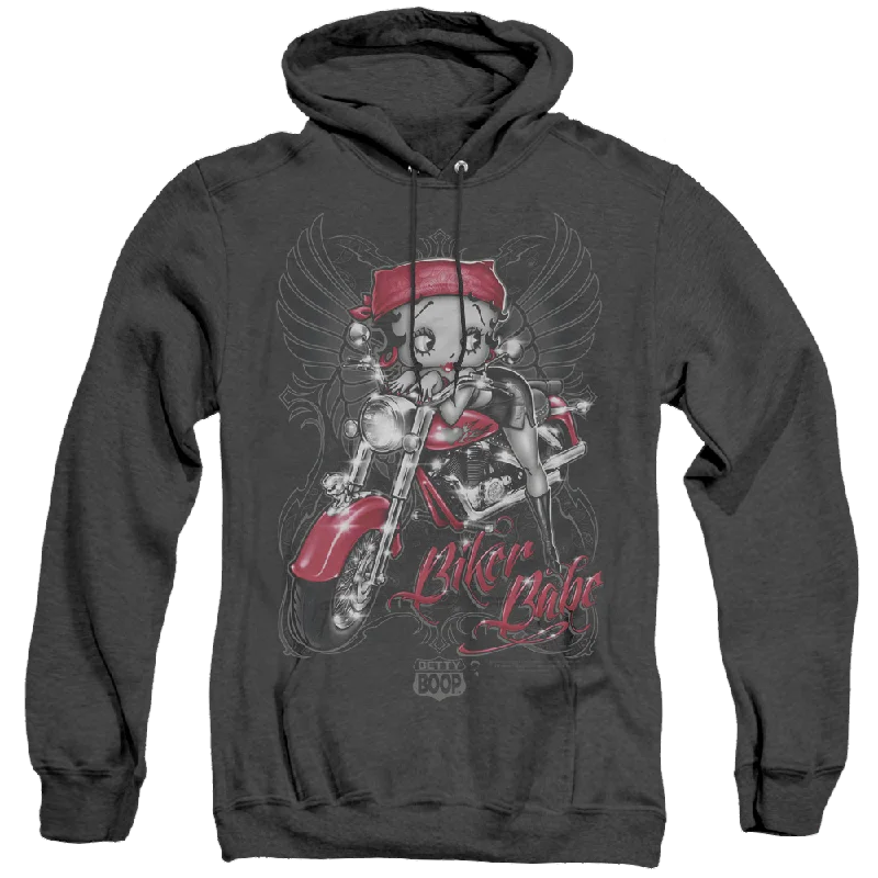 Betty Boop Biker Babe - Heather Pullover Hoodie Cowl Neck Pullover