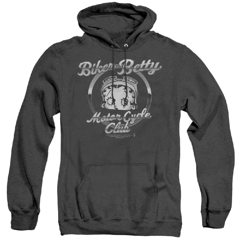 Betty Boop Chromed Logo - Heather Pullover Hoodie Crew Neck Wool