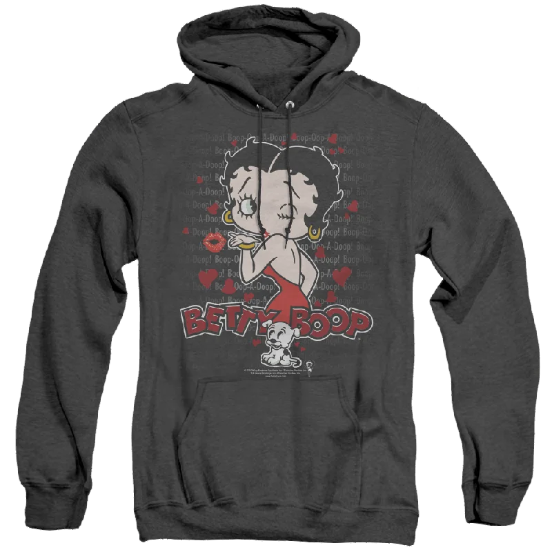 Betty Boop Classic Kiss - Heather Pullover Hoodie Chenille Soft Sweater