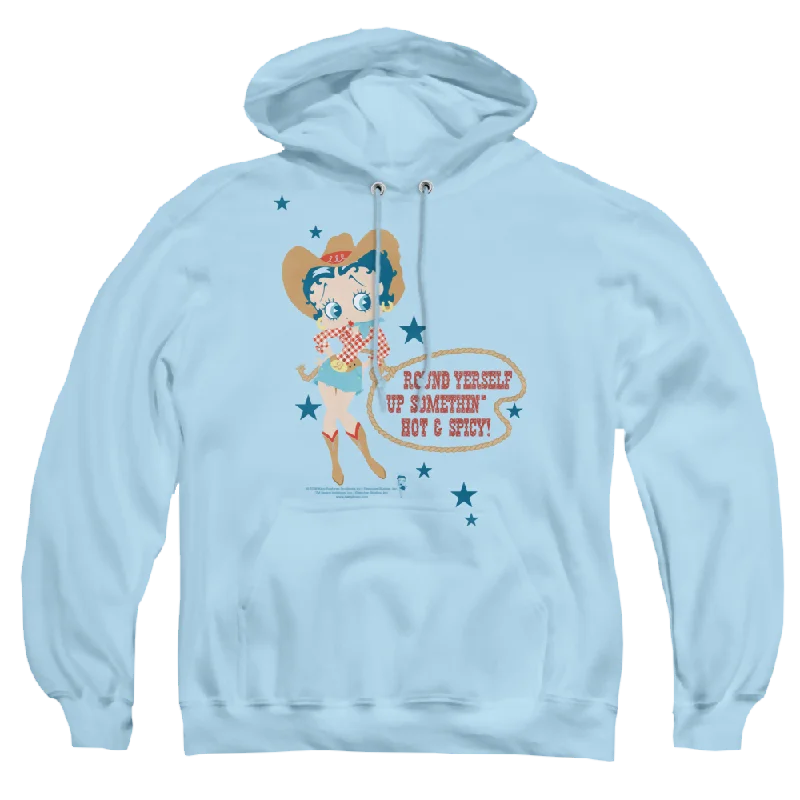 Betty Boop Hot And Spicy Cowgirl - Pullover Hoodie Shawl Collar Sweater