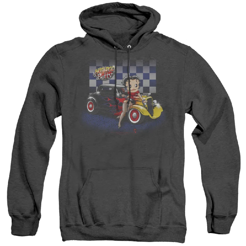 Betty Boop Hot Rod Boop - Heather Pullover Hoodie Ruffle Sleeve Feminine