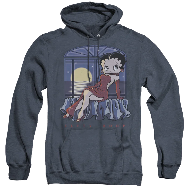 Betty Boop Moonlight - Heather Pullover Hoodie Over Sleeve Pullover