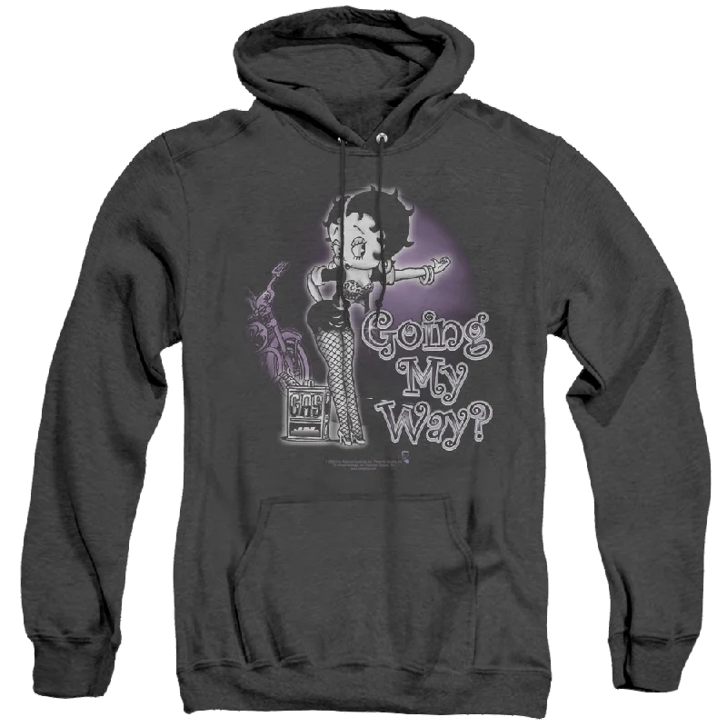 Betty Boop My Way - Heather Pullover Hoodie Boxy Neck Sweater