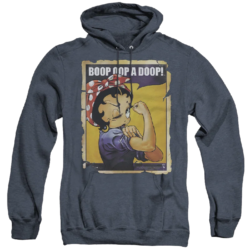 Betty Boop Power - Heather Pullover Hoodie Button Front Sweater