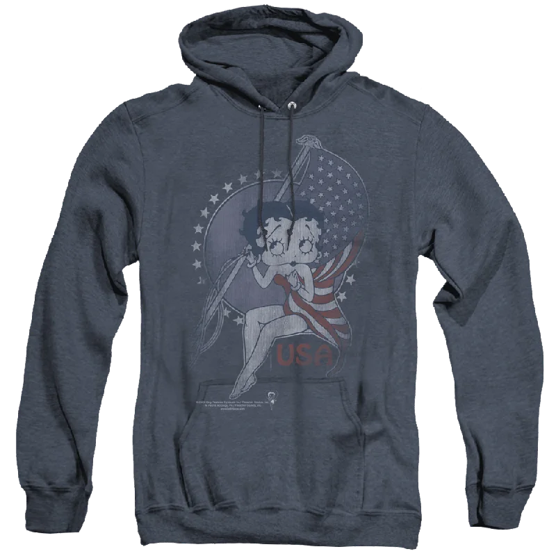 Betty Boop Proud Betty - Heather Pullover Hoodie Batwing Sleeve Top