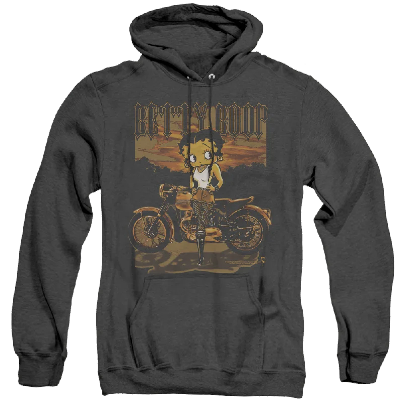 Betty Boop Rebel Rider - Heather Pullover Hoodie High Neck Pullover