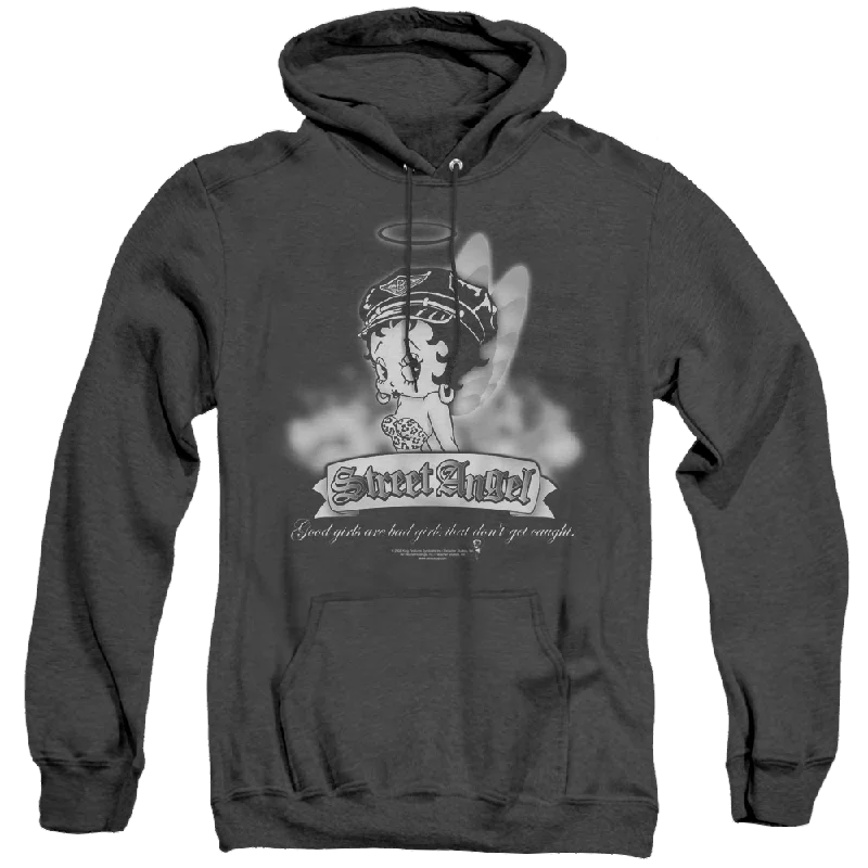 Betty Boop Street Angel - Heather Pullover Hoodie Jewel Neck Pullover
