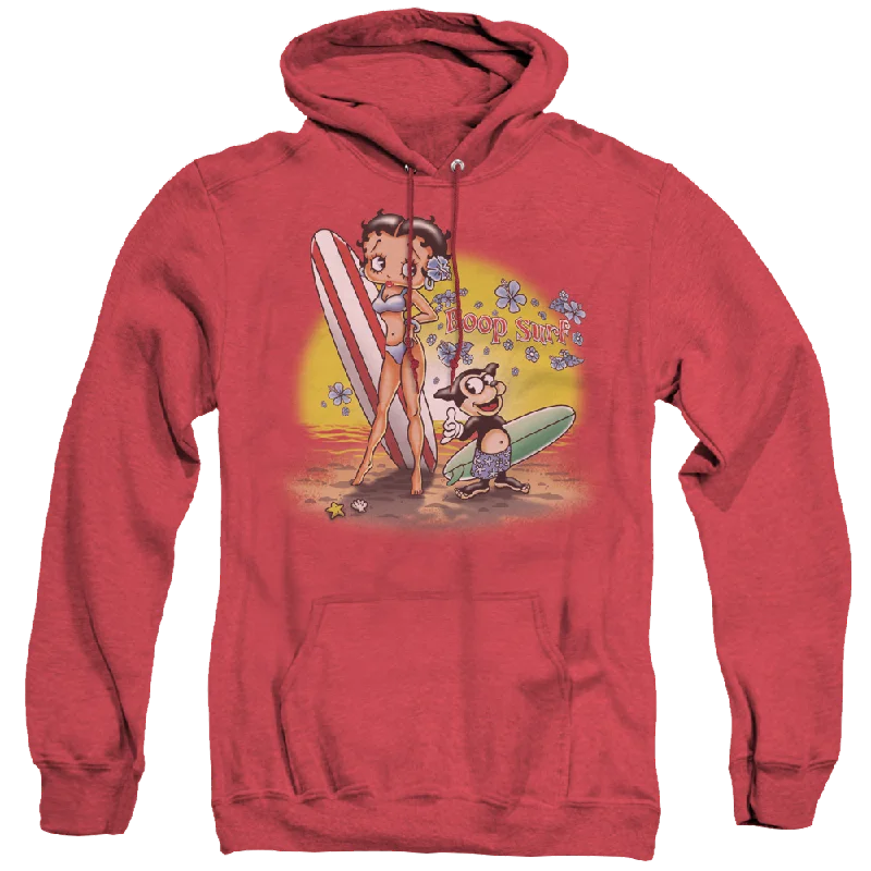 Betty Boop Surf - Heather Pullover Hoodie Gathered Sleeve Pullover