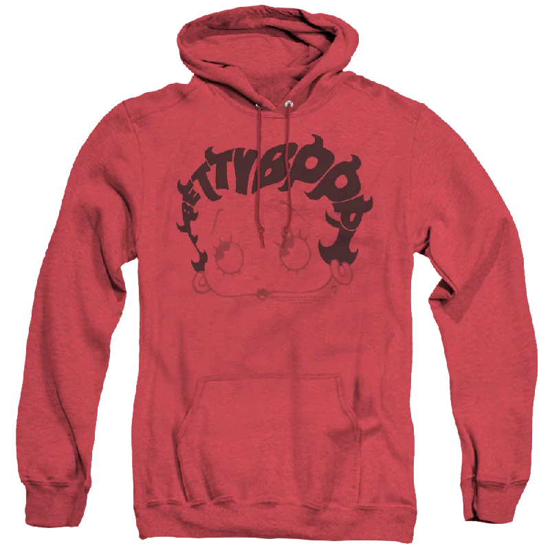 Betty Boop Word Hair - Heather Pullover Hoodie Polo Neck Sweater