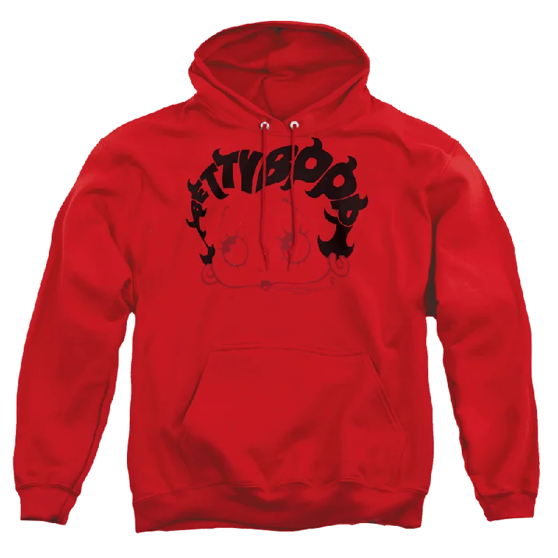Betty Boop Word Hair - Pullover Hoodie Sabrina Neck Pullover