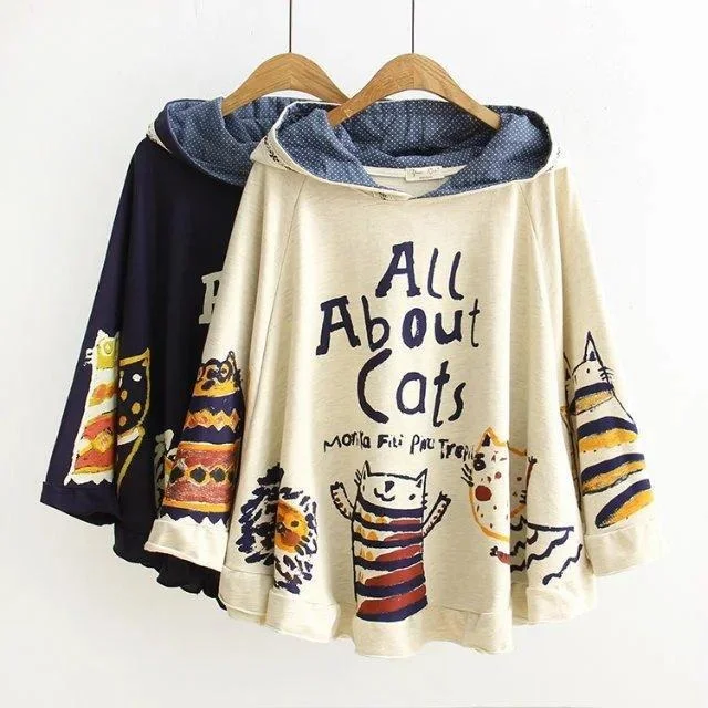 Cats One-Size-Fits-All Warm Winter Pullover Polo Neck Sweater