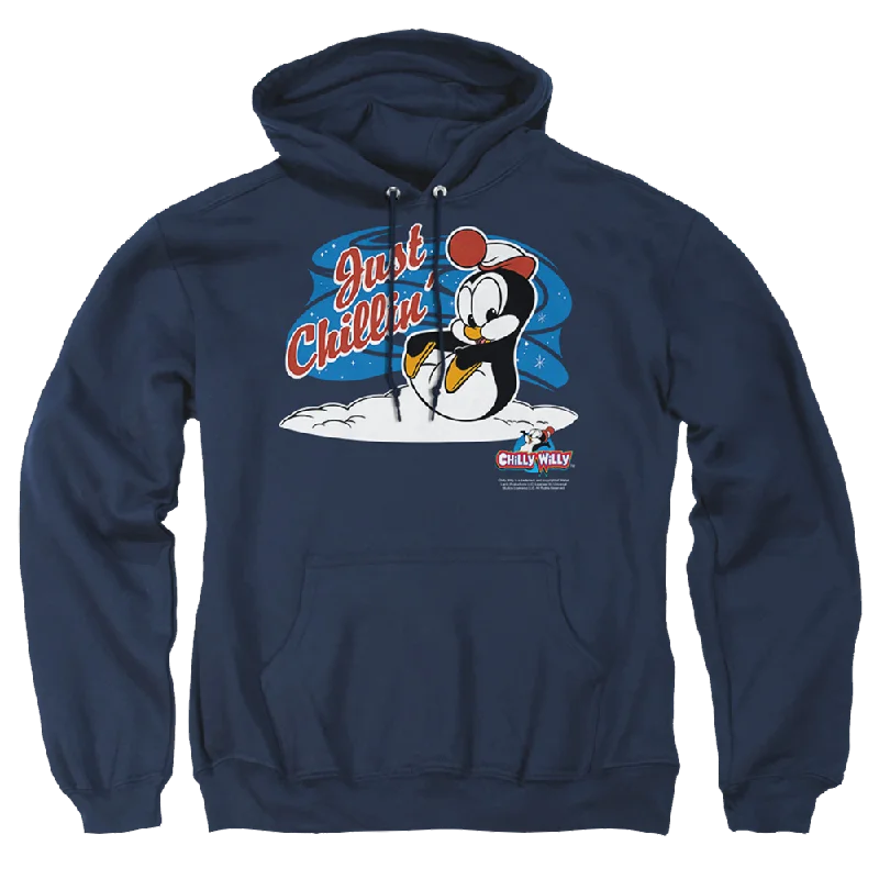 Chilly Willy Just Chillin - Pullover Hoodie Bishop Sleeve Elegant
