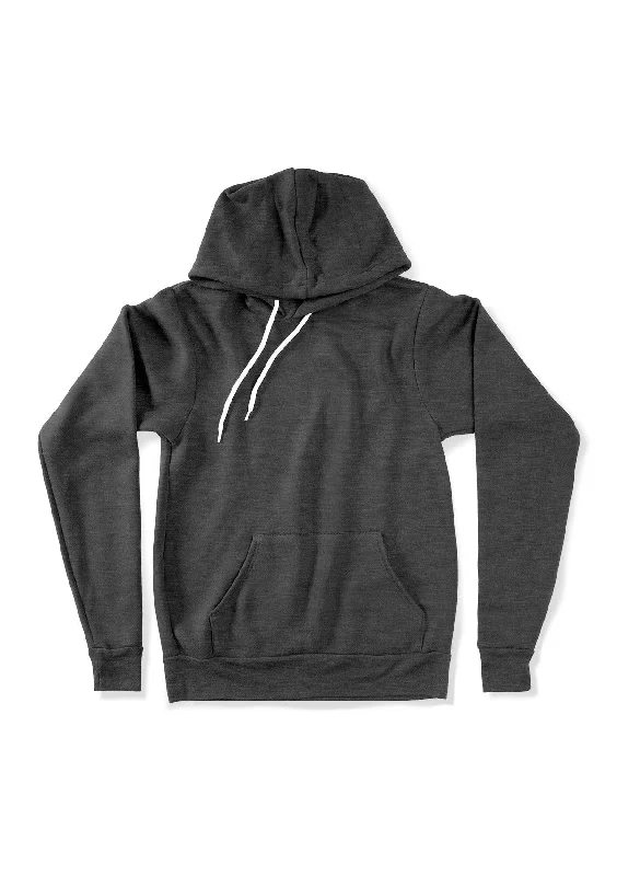 Pullover Kangaroo Fleece Hoodie Deep Grey Heather One Shoulder Top