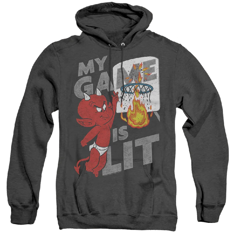 Hot Stuff Game Is Lit - Heather Pullover Hoodie Open Front Cardigan