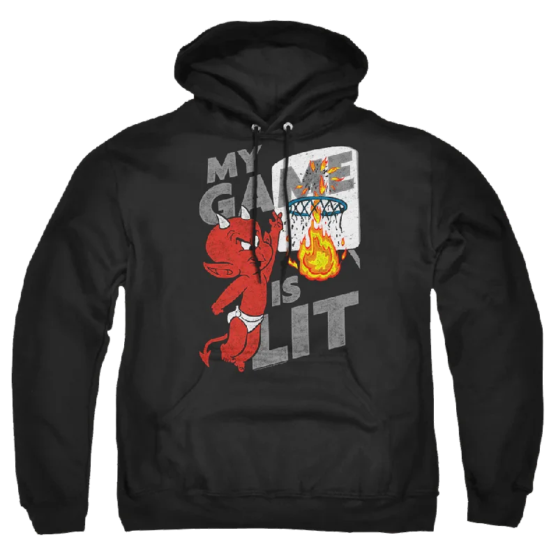 Hot Stuff Game Is Lit - Pullover Hoodie Short Sleeve Top