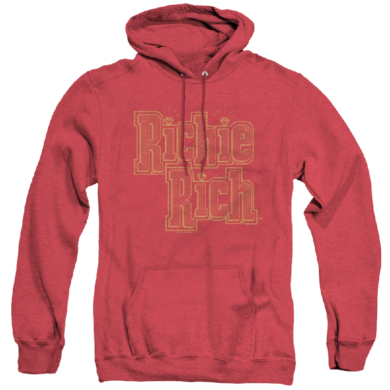 Richie Rich Stacked - Heather Pullover Hoodie Ribbed Crew Neck