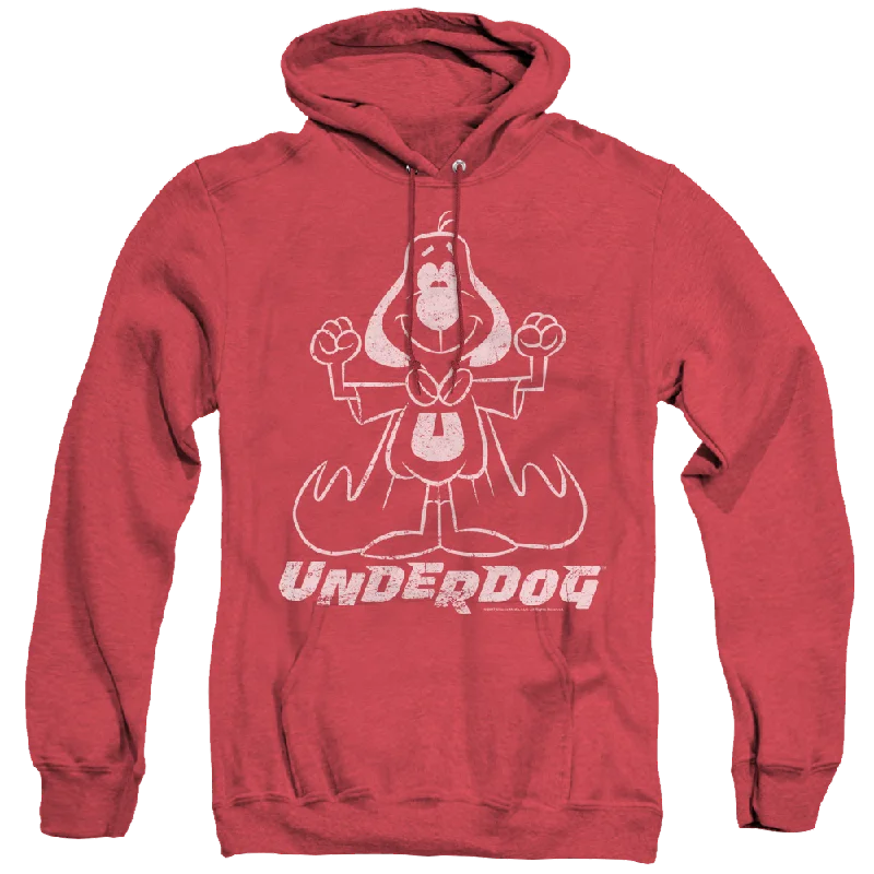 Underdog Outline Under - Heather Pullover Hoodie Ruffle Neck Pullover