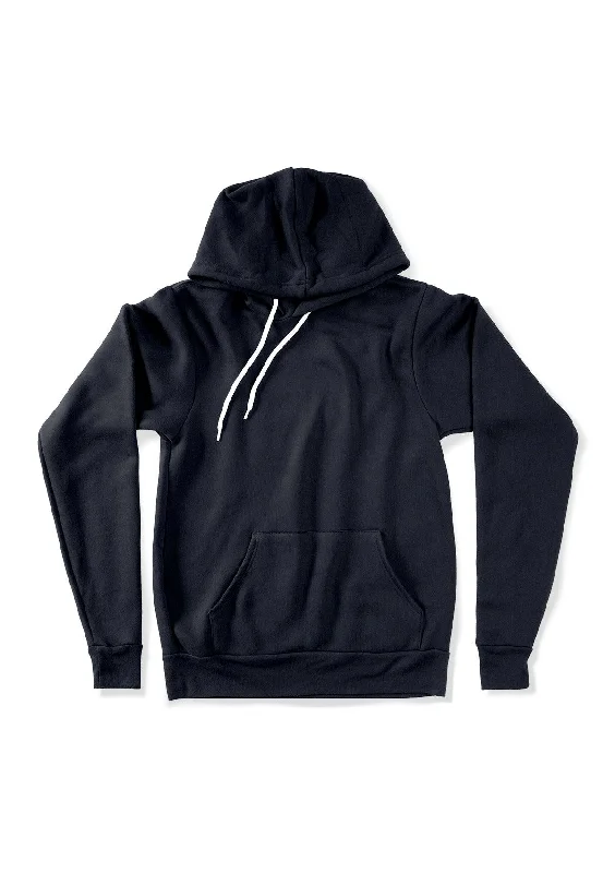 Pullover Kangaroo Fleece Hoodie Navy Blue Short Sleeve Top